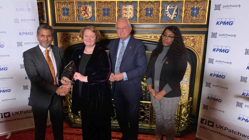 Dr Whitford being presented with the People's Choice MP of the Year Award by the Patchwork Foundation in December 2018