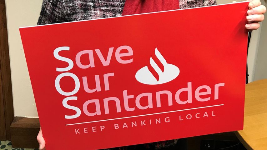 Dr Whitford campaigning to save her local Santander back branch in Troon