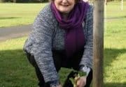 Dr Philippa Whitford MP planting trees at the Prestwick Oval